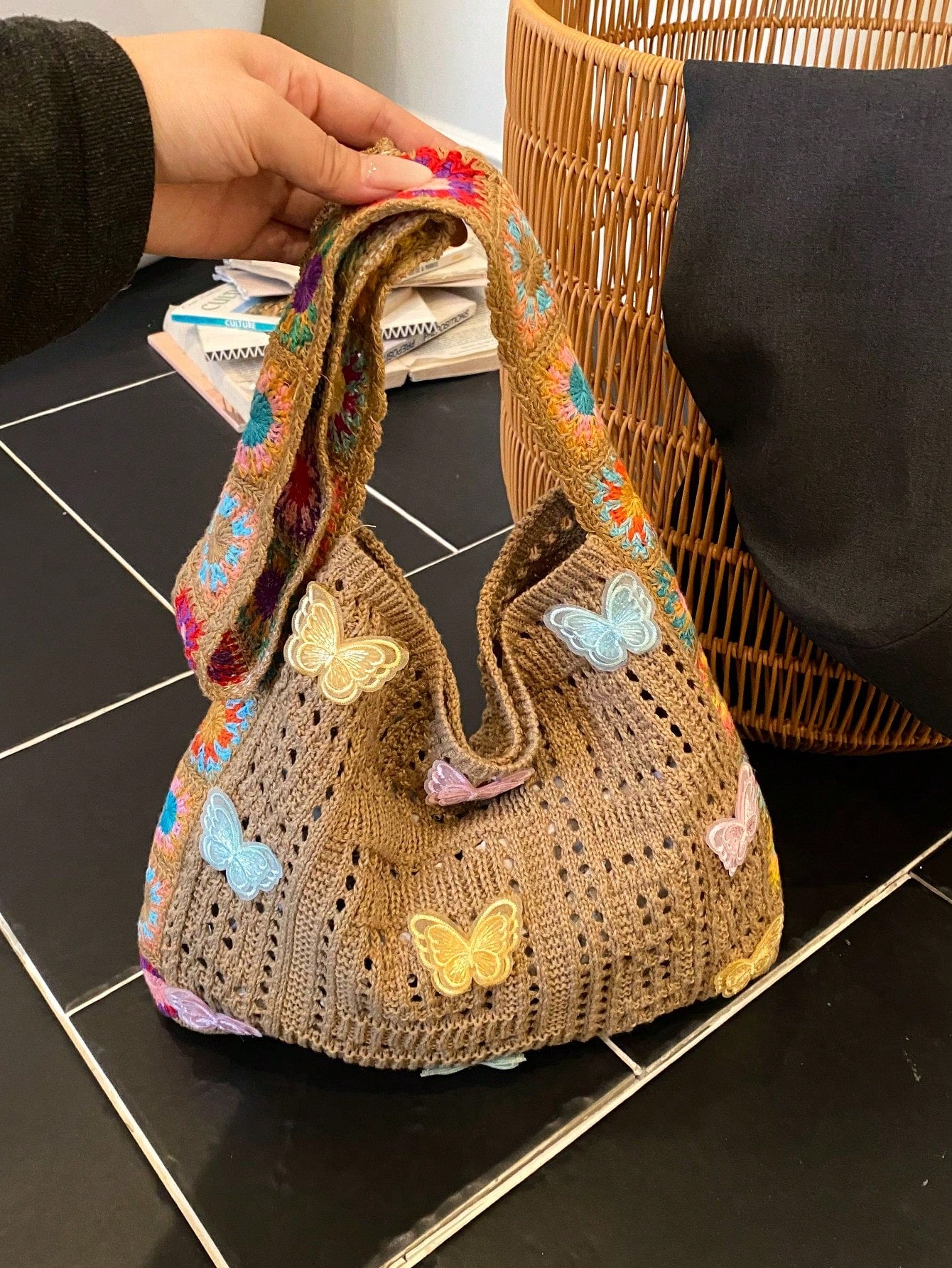 Summer New Casual Straw Tote Bag, Women Large Capacity Shoulder Shopping Handbag , Summer , Beach