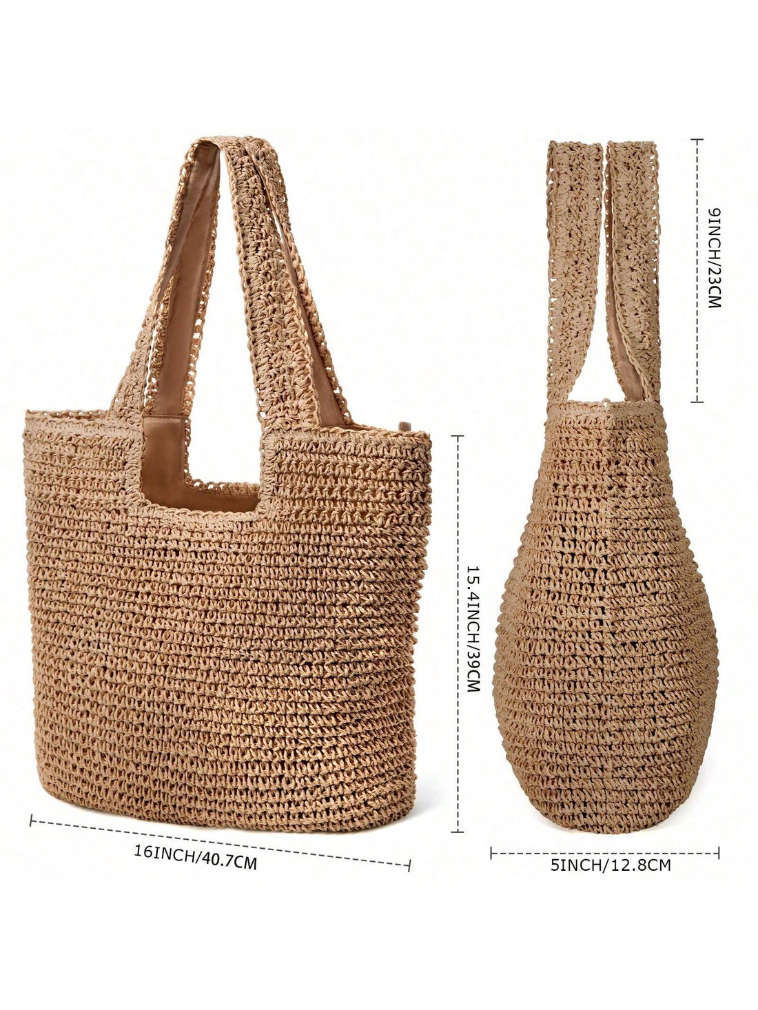 Hatisan Straw Beach Bag For Women Summer Woven Beach Tote Bag Shoulder Handbags Boho Bag