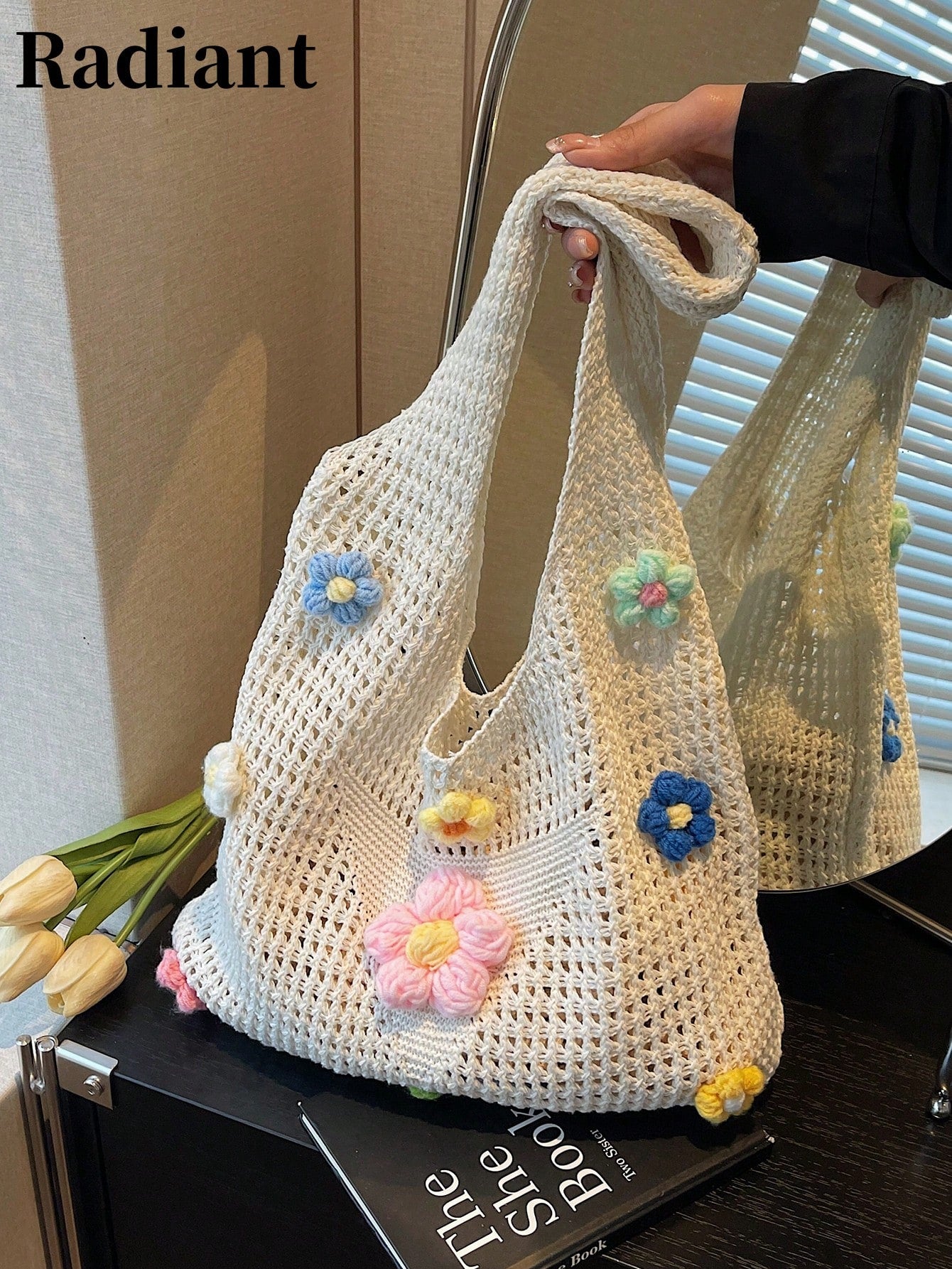 Summer New Casual Straw Tote Bag, Women Large Capacity Shoulder Shopping Handbag , Summer , Beach