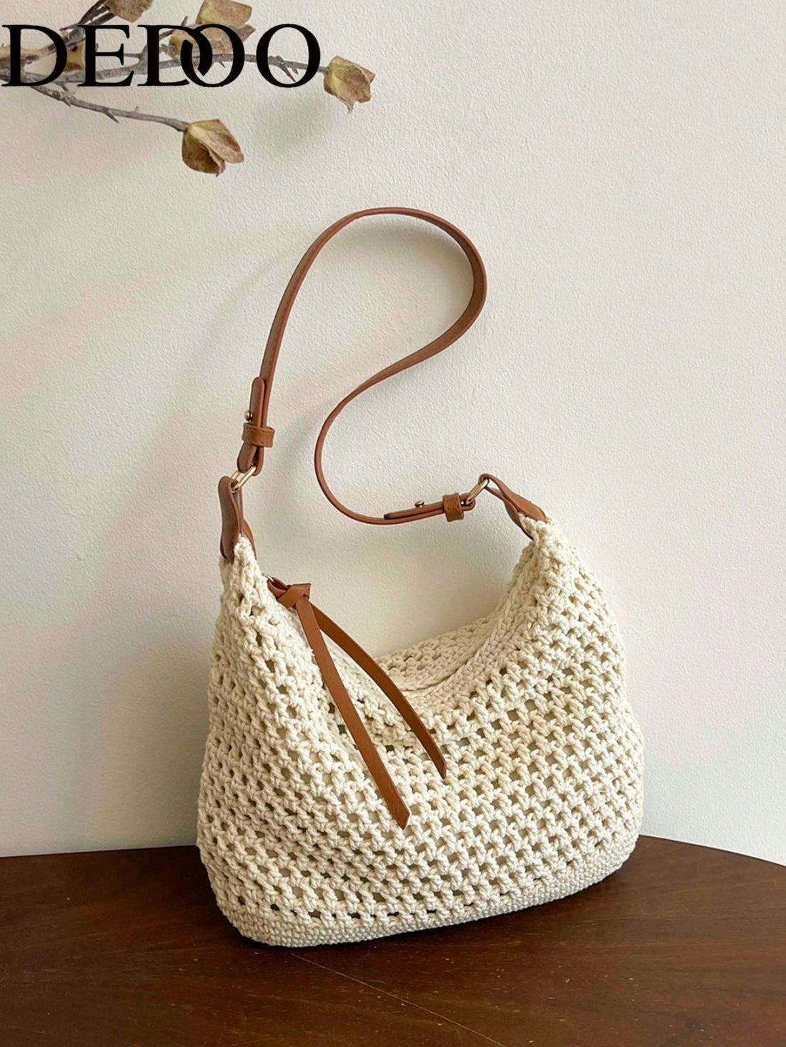 Dedoo Crochet Shoulder Bag For Women Lightweight Woven Beach Tote Handbag For Summer Vacations