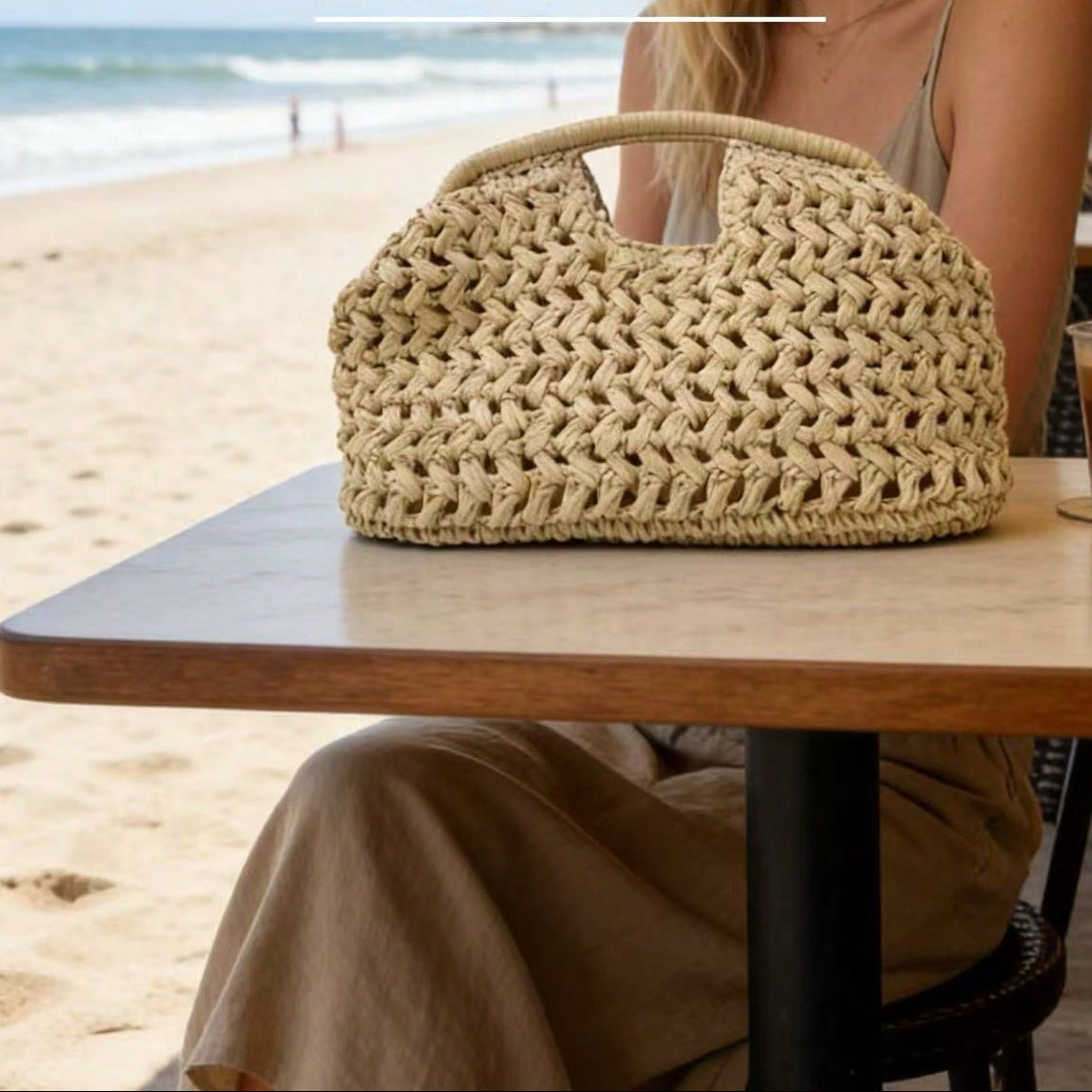 2025 New Natural Fiber Clutch Bag, Handwoven Raffia Straw Summer Beach Bag For Women