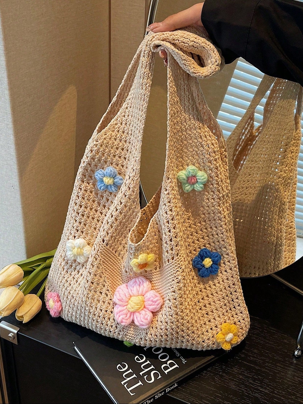 Summer New Casual Straw Tote Bag, Women Large Capacity Shoulder Shopping Handbag , Summer , Beach