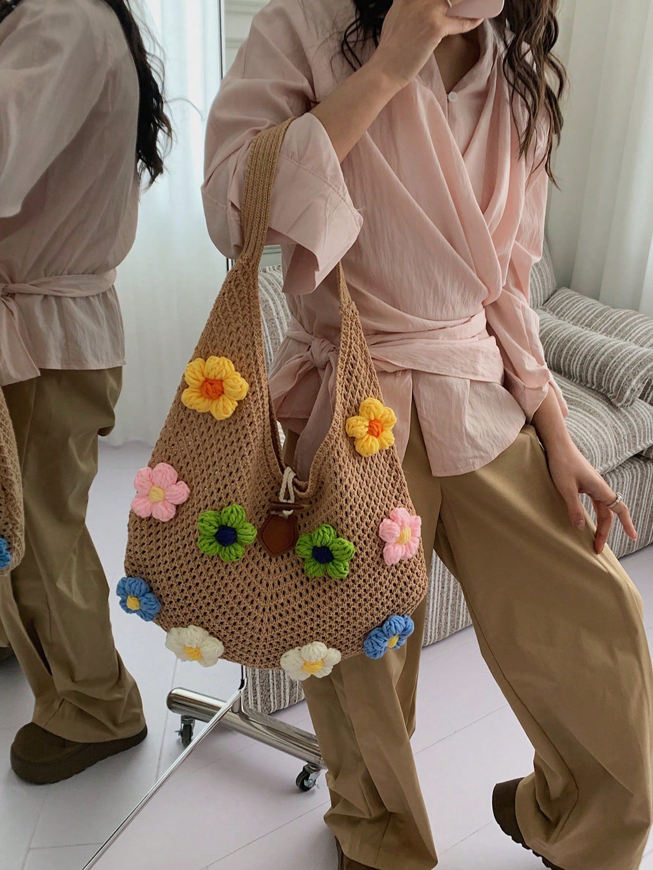 Summer New Casual Straw Tote Bag, Women Large Capacity Shoulder Shopping Handbag , Summer , Beach