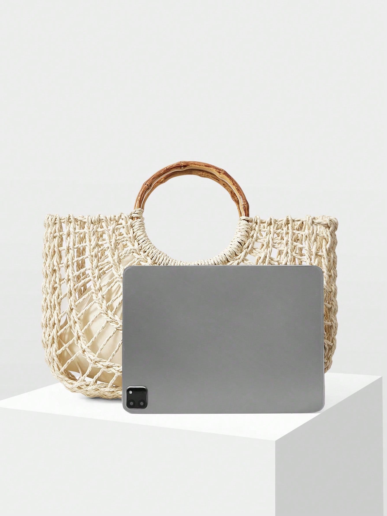 MOTF PREMIUM WOMEN'S FASHION HOLIDAY STRAW HOLLOW PORTABLE TOTE BAG, SUITABLE FOR VACATION TRAVEL
