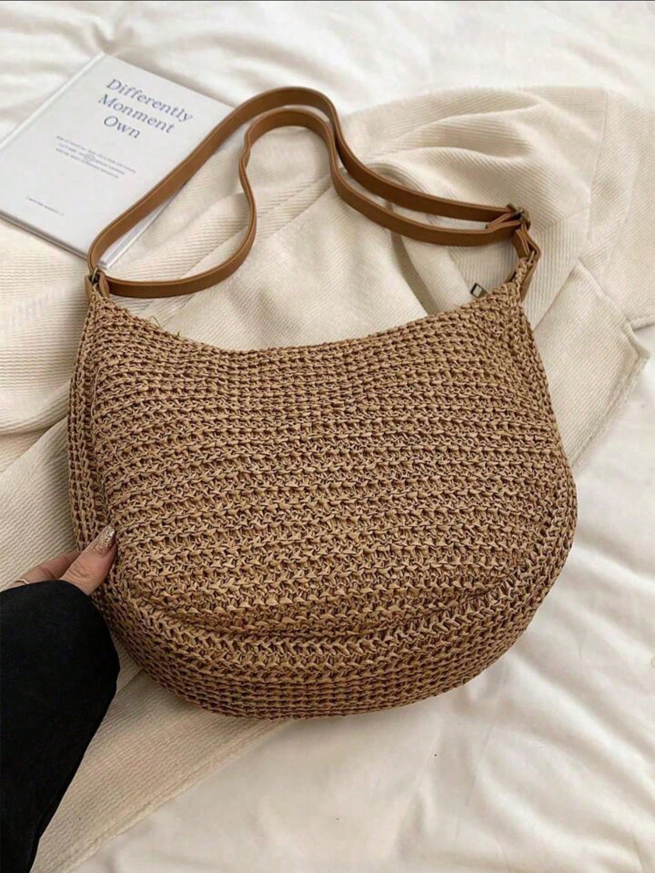 Fashionable Minimalist Woven Crossbody Bag, Women's Versatile Casual Shoulder Bag, Suitable For Summer Beach Vacation, Beach Tote, Ideal For Summer, Vacation And Daily Use, Travel Essential