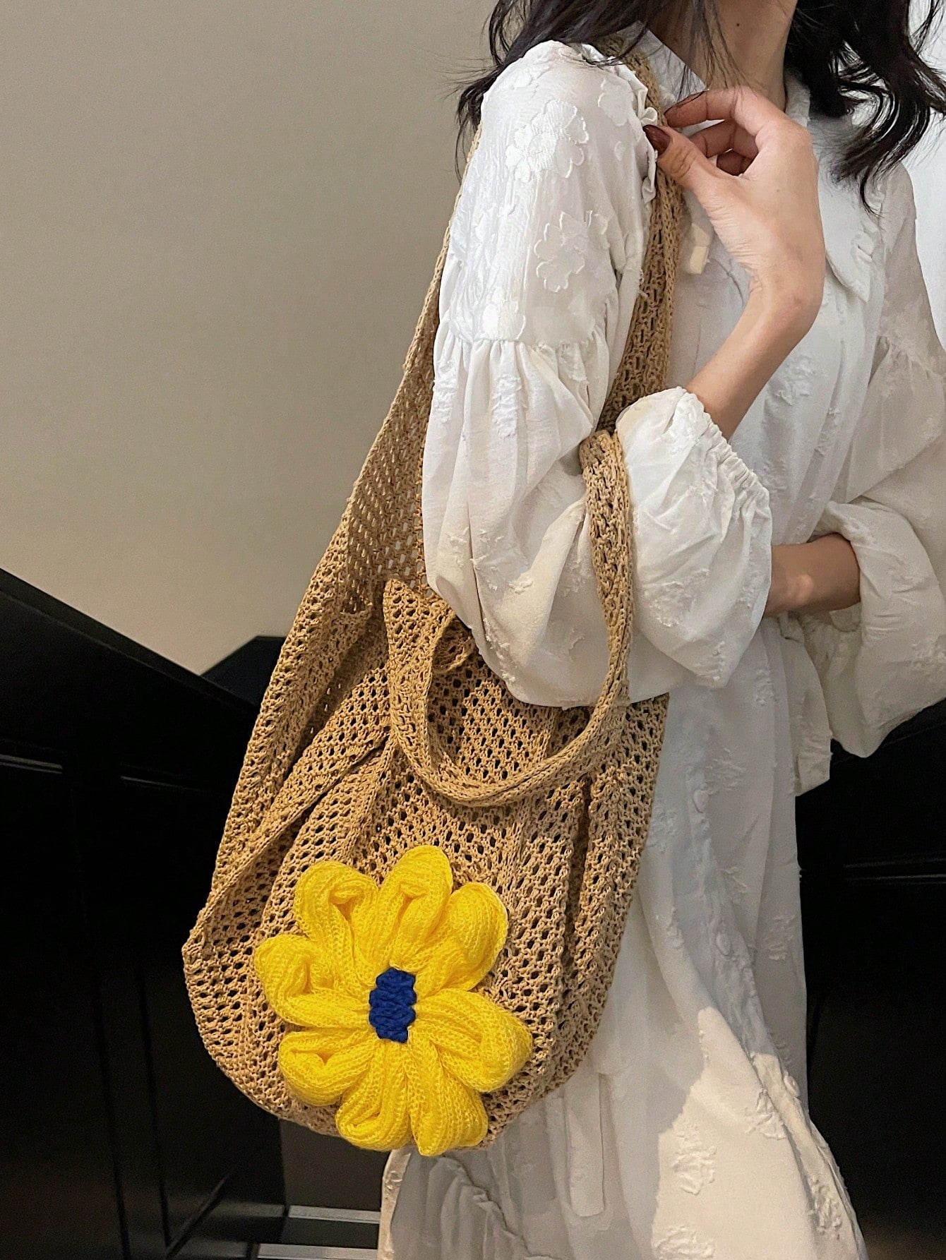 Summer New Casual Straw Tote Bag, Women Large Capacity Shoulder Shopping Handbag , Summer , Beach