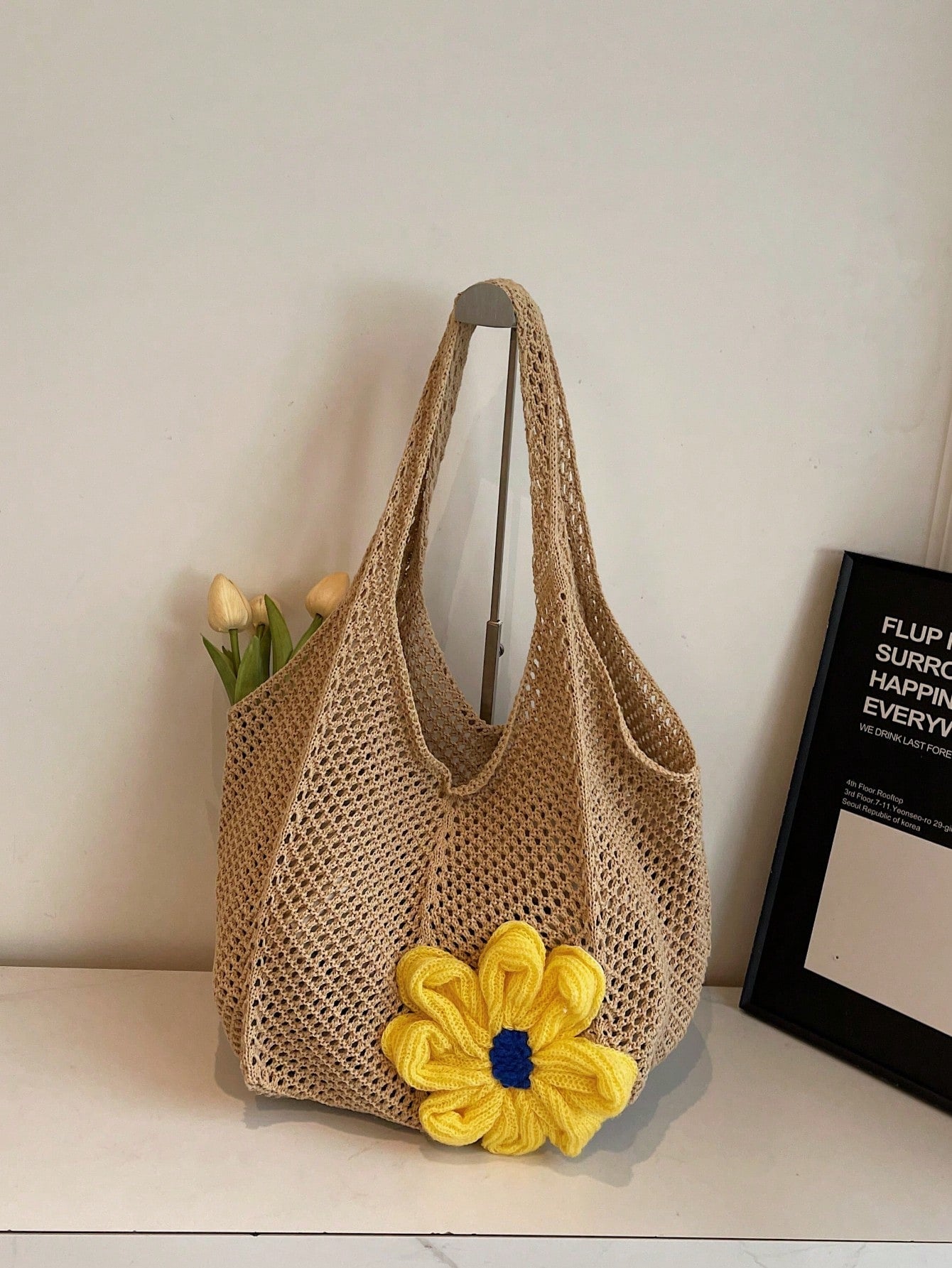 Summer New Casual Straw Tote Bag, Women Large Capacity Shoulder Shopping Handbag , Summer , Beach