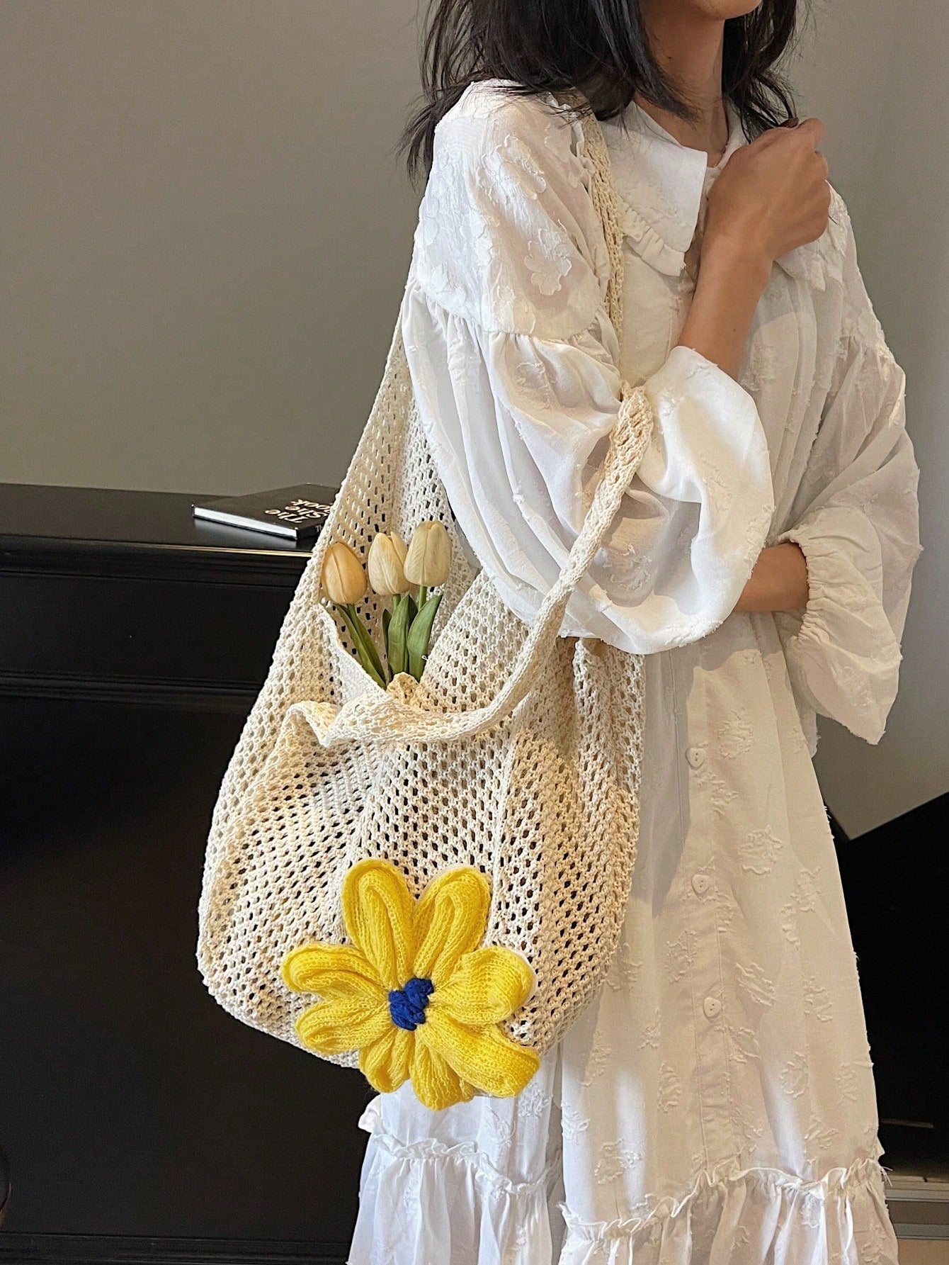 Summer New Casual Straw Tote Bag, Women Large Capacity Shoulder Shopping Handbag , Summer , Beach