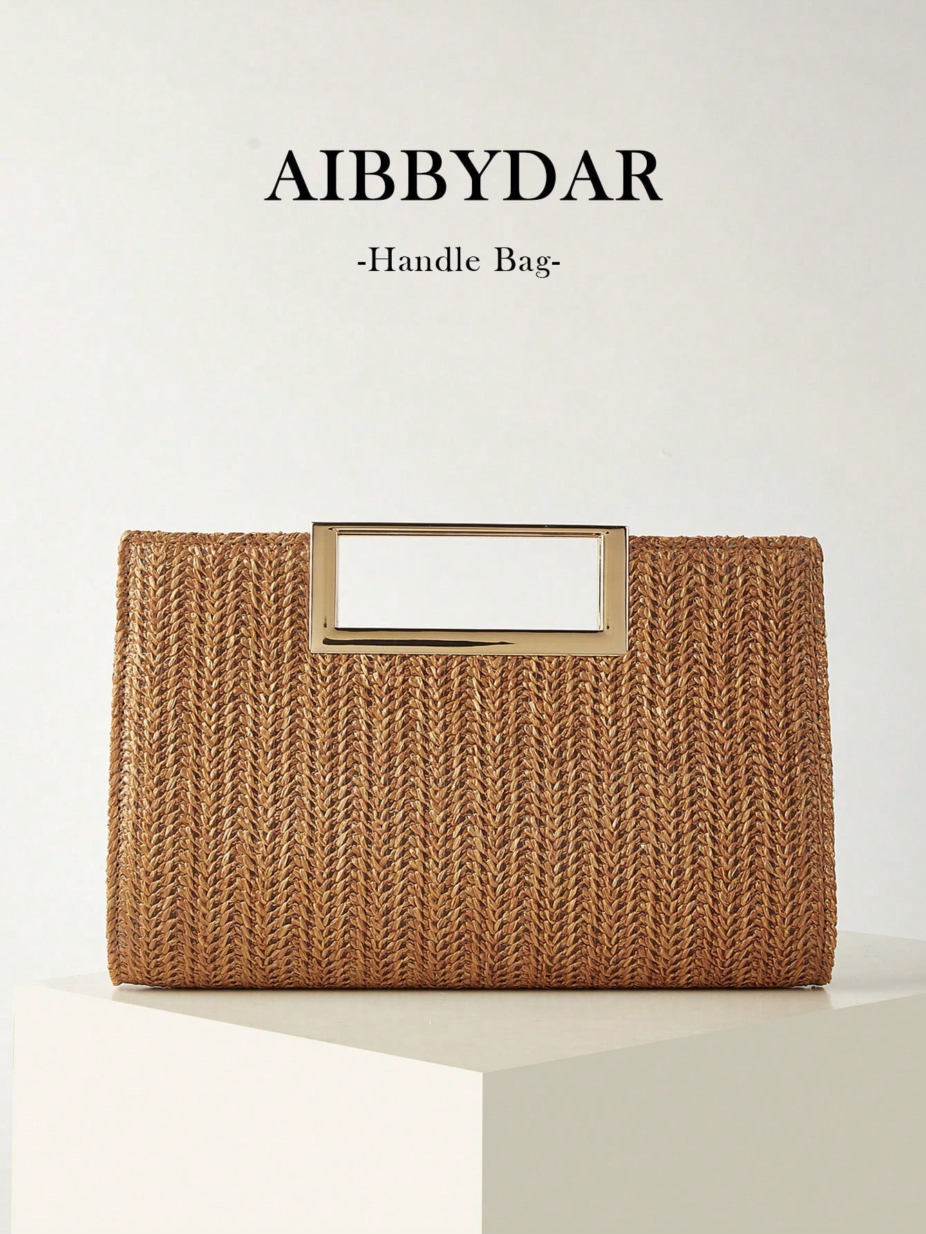 AIBBYDAR Beige Woven Handbag For Women, Fashion Tote Bag For Holiday, Beach, Business Commute, Casual, Minimalist, Beach, Vacation, Woven Bag