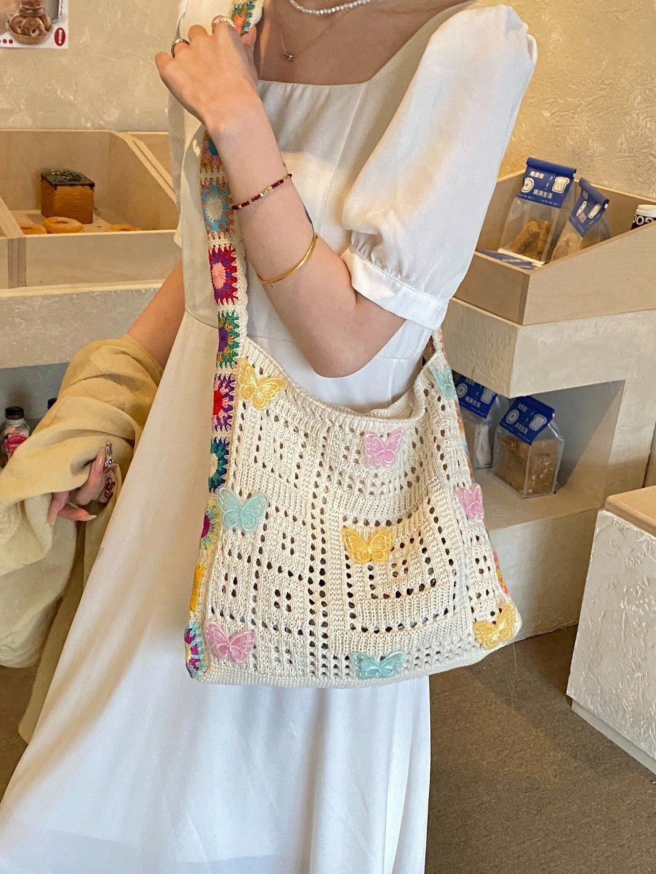 Summer New Casual Straw Tote Bag, Women Large Capacity Shoulder Shopping Handbag , Summer , Beach