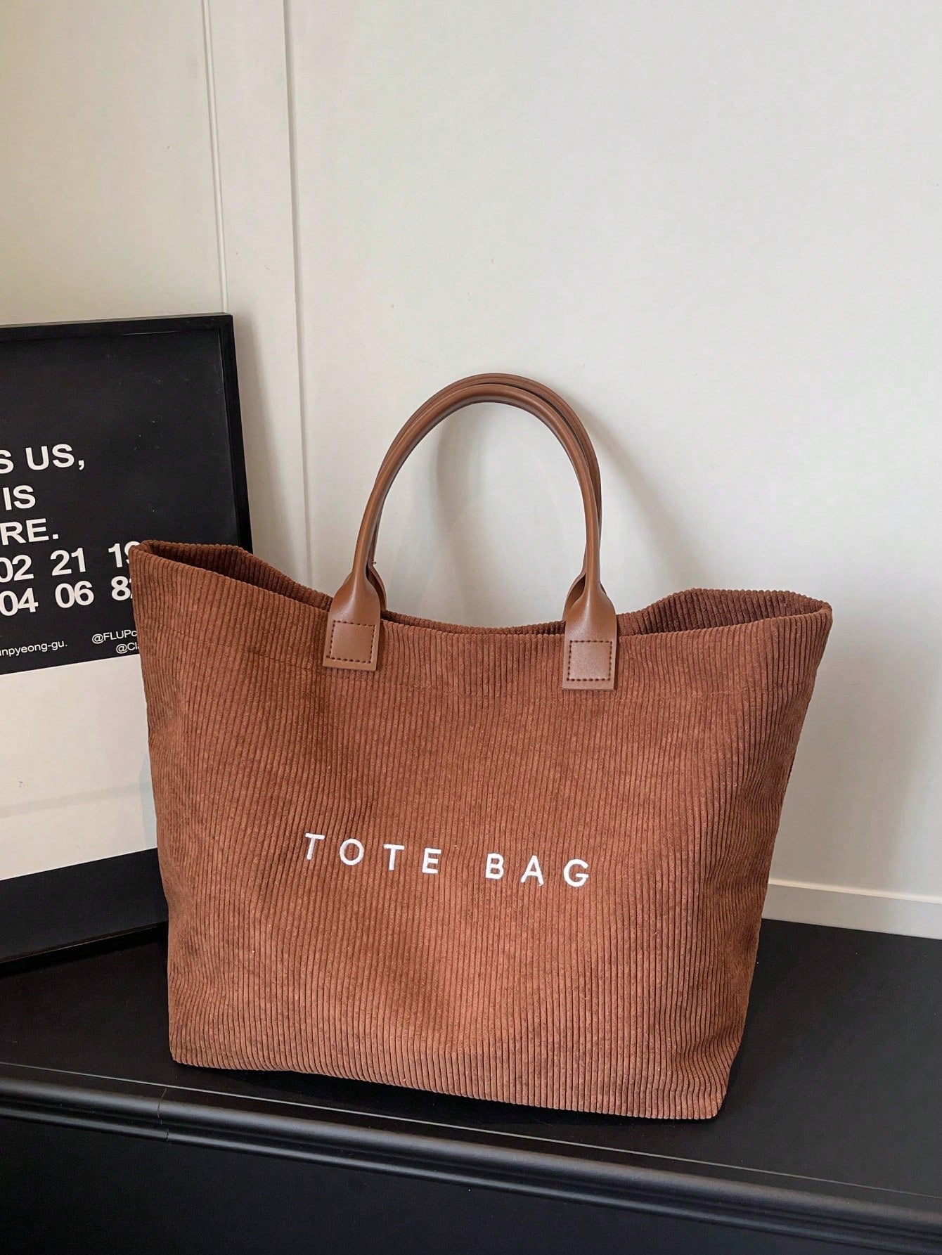 New Large Capacity Letter Decor Woven Straw Tote Bag, Multi-Functional Commute Casual Vacation Woven Straw Handbag Suitable For Commuting, Shopping, Beach Vacation, Office, Holidays