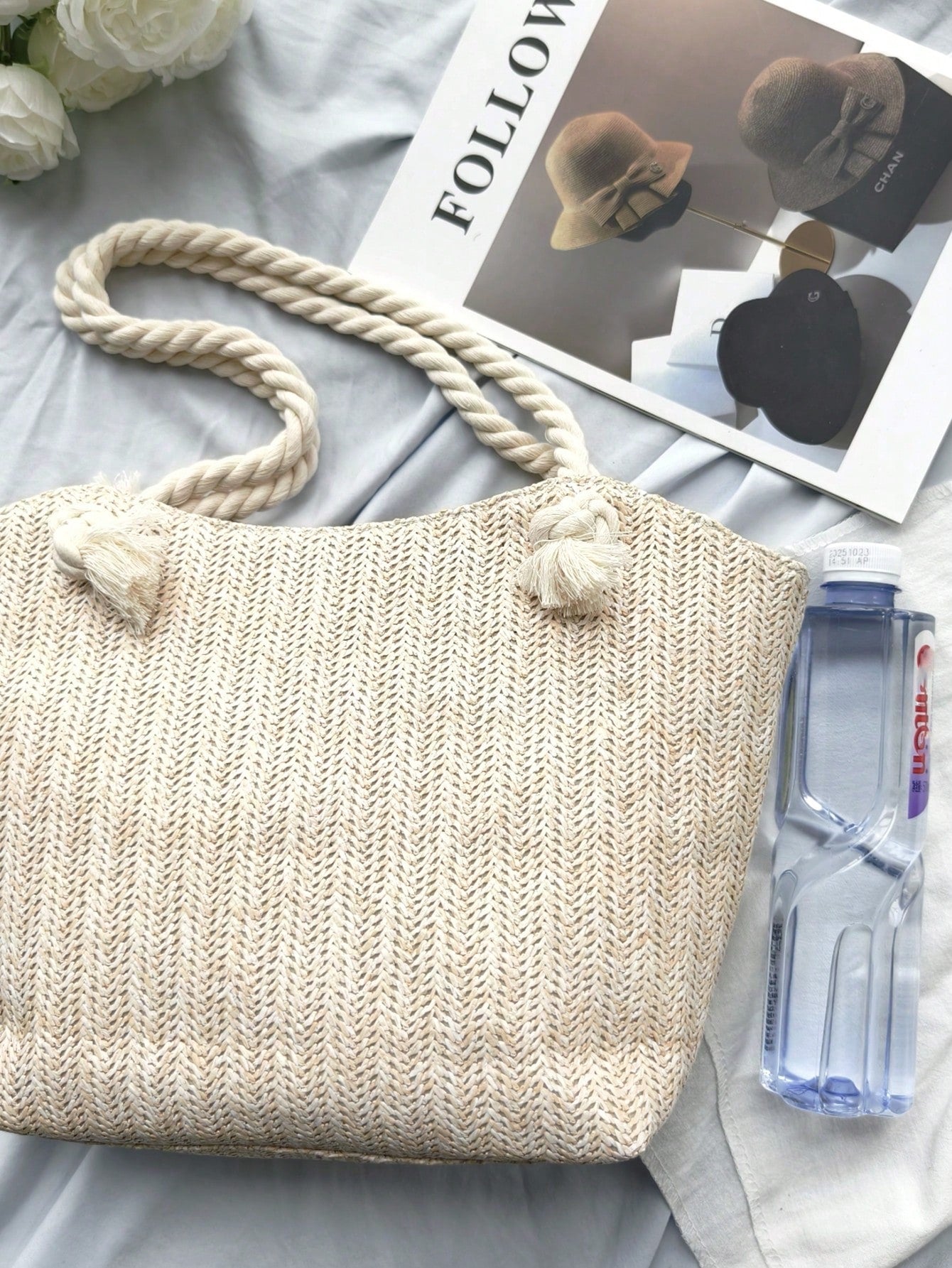 Summer Beach Vacation Straw Tote Bag, Large Capacity, Fashionable, Versatile, Casual Shoulder Bag