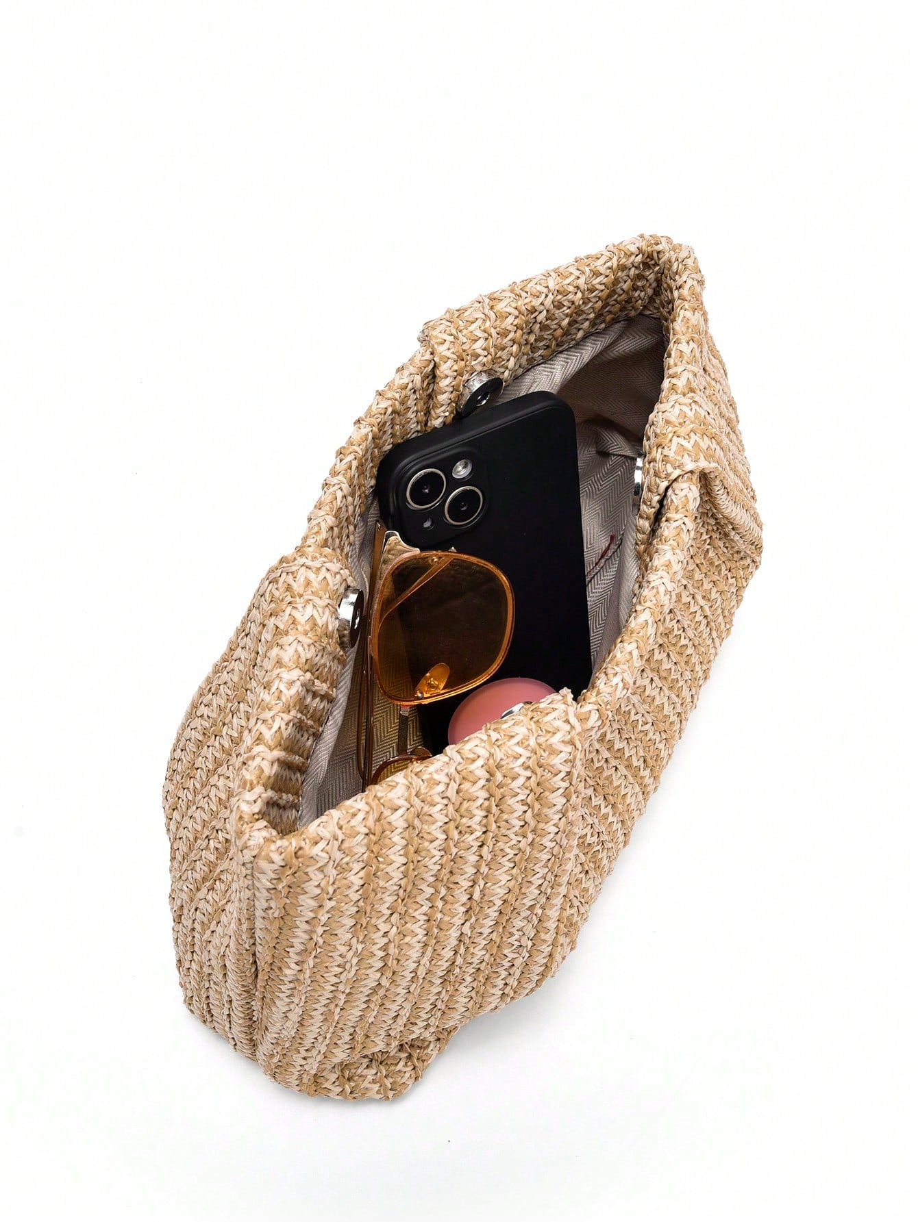1pc Rainbow Color Woven Clutch Bag, Minimalist & Fashionable, Suitable For Casual/Daily Use, Woven Bag