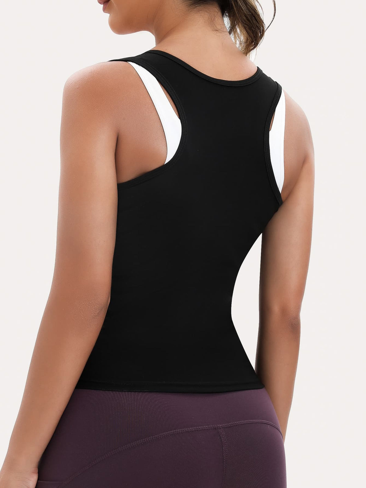 Women's pink sauna sweat waist cincher vest featuring fixed chest support, tummy control compression fabric, and hook and loop closure for fitness training.
