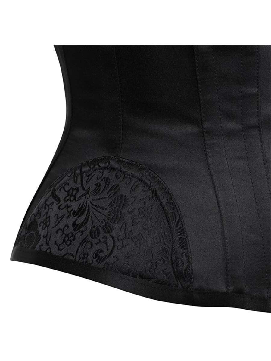 Black Gothic waist cincher corset with lace-up grommet eyelets and boned structure for women