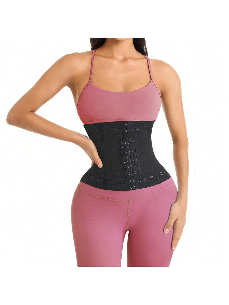 Black adjustable waist cincher shapewear for women made of high stretch knitted fabric for tummy and waist control.