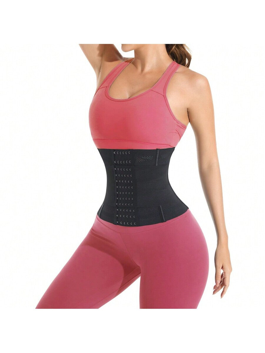 Black adjustable waist cincher shapewear for women made of high stretch knitted fabric for tummy and waist control.