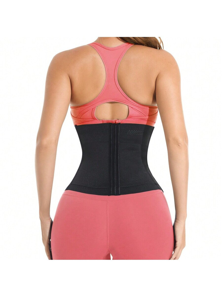 Black adjustable waist cincher shapewear for women made of high stretch knitted fabric for tummy and waist control.