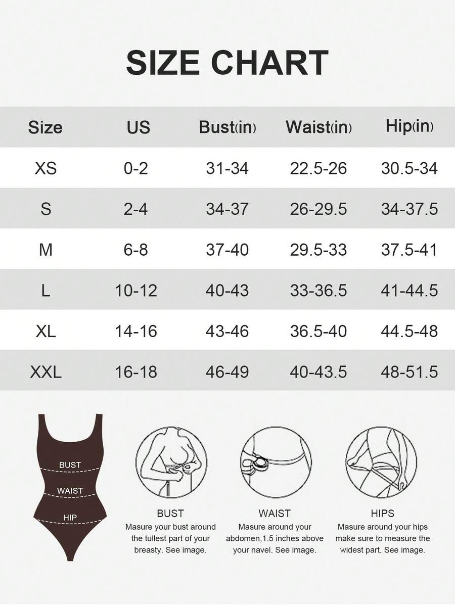 Brown seamless shapewear bodysuit featuring backless design, thong bottom, non-removable padding, and high-stretch fabric for tummy and waist control.