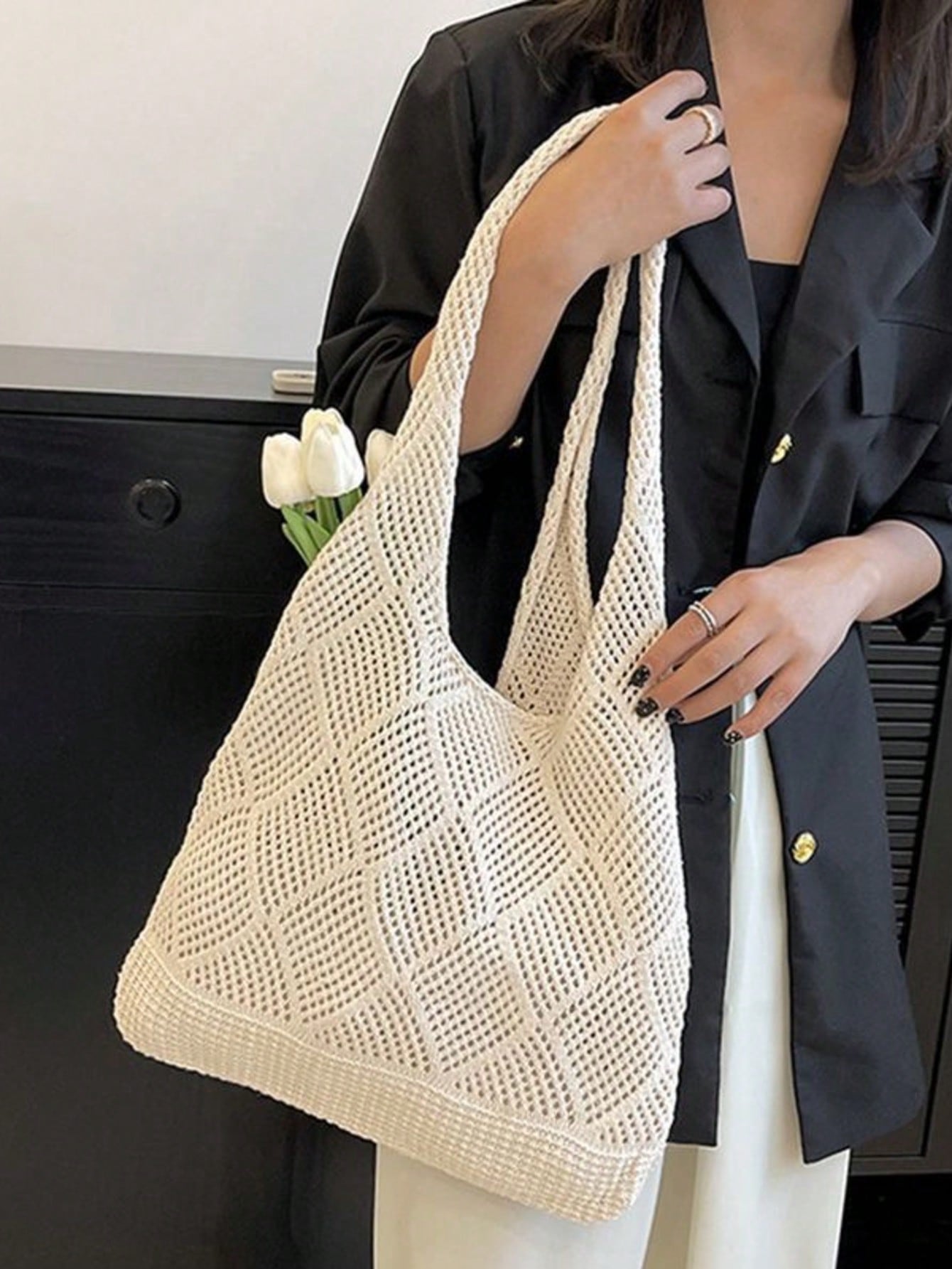 Summer Vacation Beach Bag, Large Capacity Tote Bag, Fashionable & Elegant Women's Shoulder Bag