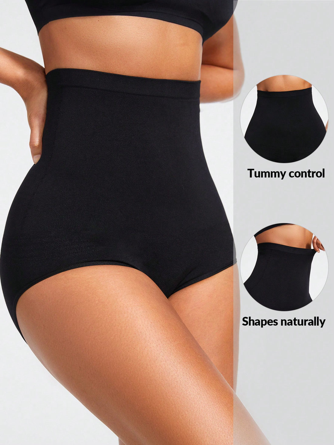 Black super high waist shapewear briefs designed for tummy control and waist shaping.