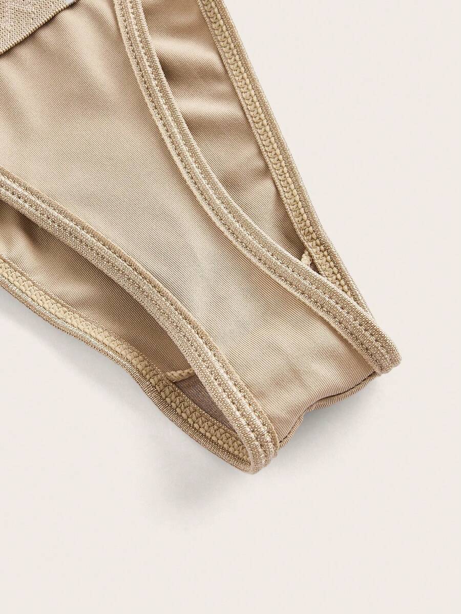 Women's apricot super high waist body shaping briefs featuring ultra light waist support and geometric pattern.