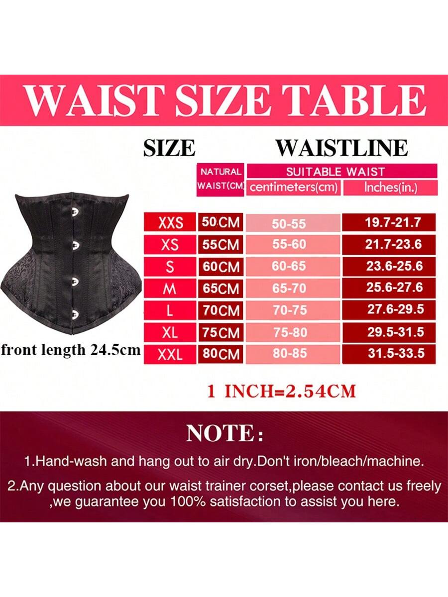 Black Gothic waist cincher corset with lace-up grommet eyelets and boned structure for women