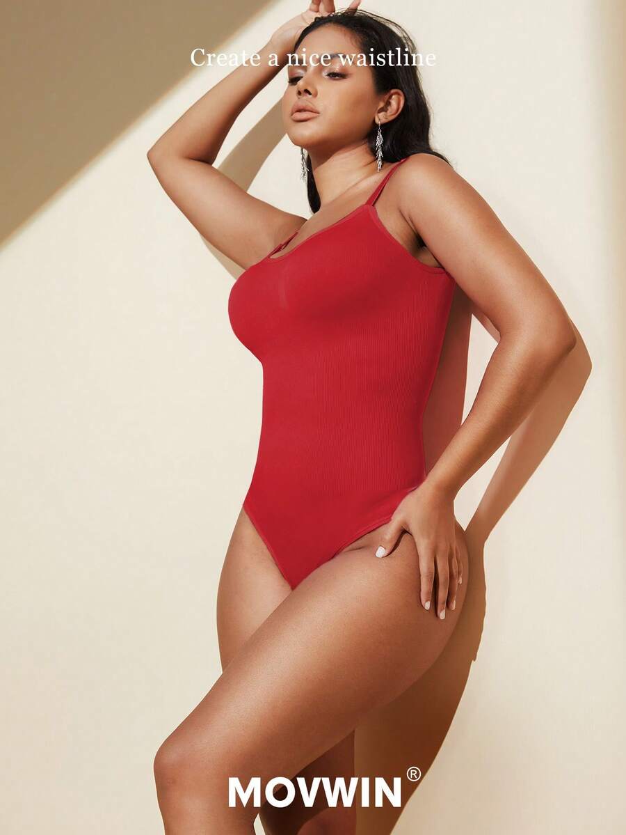 Brown seamless shapewear bodysuit featuring backless design, thong bottom, non-removable padding, and high-stretch fabric for tummy and waist control.