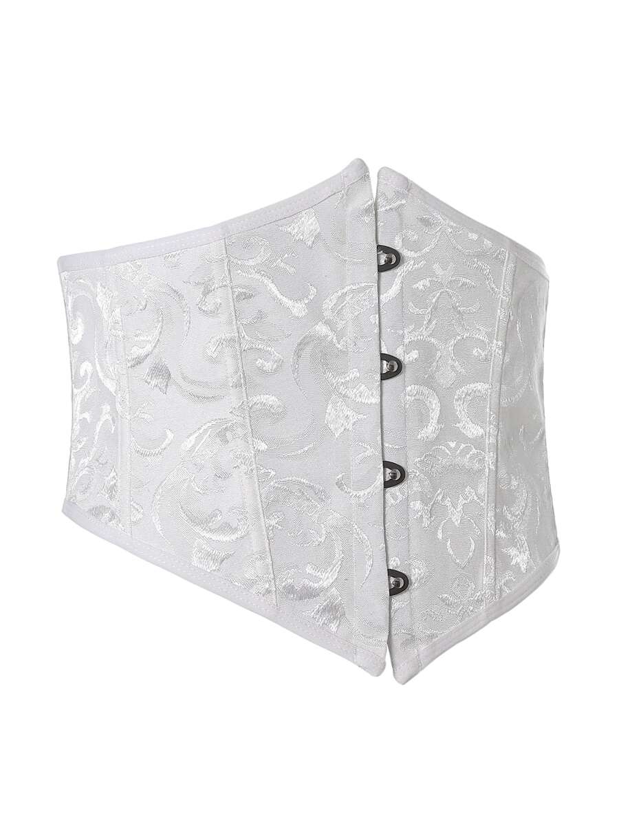 Women’s vintage waist cincher corset belt with lace-up and grommet eyelet details, bow buckle, slight stretch fabric, designed for tummy control and slimming.