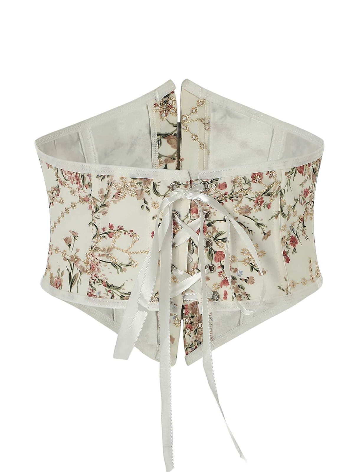 Women’s vintage waist cincher corset belt with lace-up and grommet eyelet details, bow buckle, slight stretch fabric, designed for tummy control and slimming.