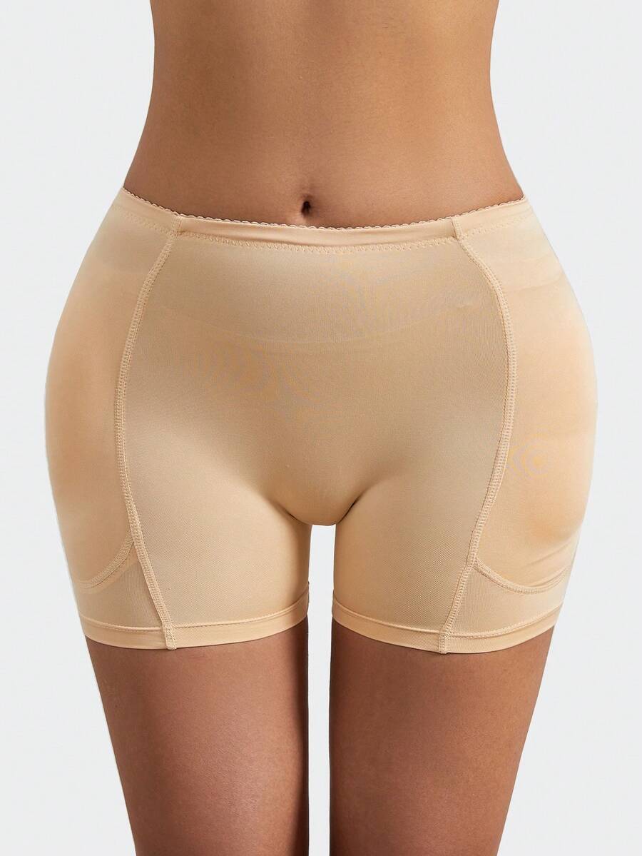 Women's high waist padded butt lifter shapewear shorts with detachable sponge pads.