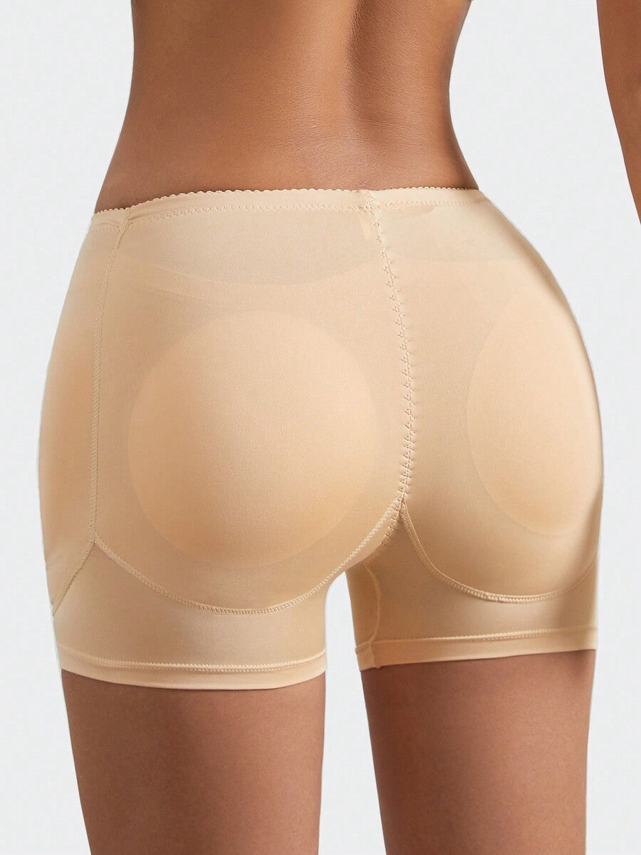 Women's high waist padded butt lifter shapewear shorts with detachable sponge pads.