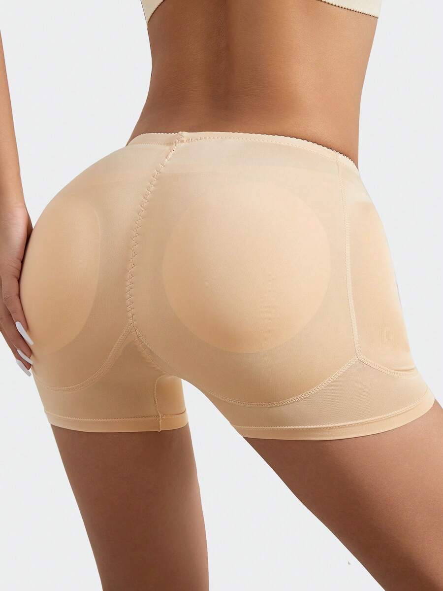 Women's high waist padded butt lifter shapewear shorts with detachable sponge pads.