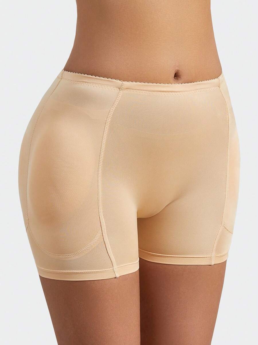 Women's high waist padded butt lifter shapewear shorts with detachable sponge pads.