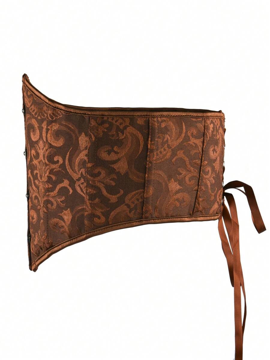 Women’s vintage waist cincher corset belt with lace-up and grommet eyelet details, bow buckle, slight stretch fabric, designed for tummy control and slimming.