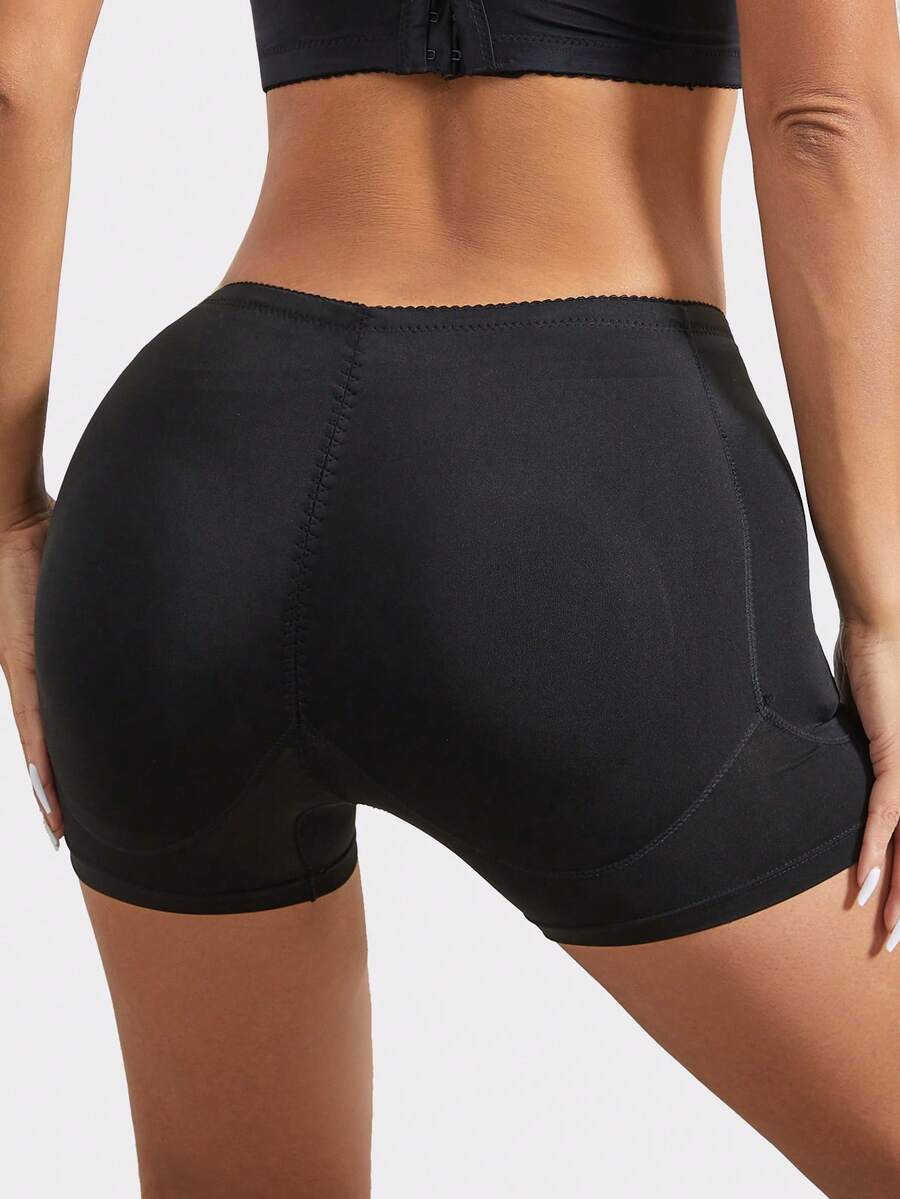 Women's high waist padded butt lifter shapewear shorts with detachable sponge pads.