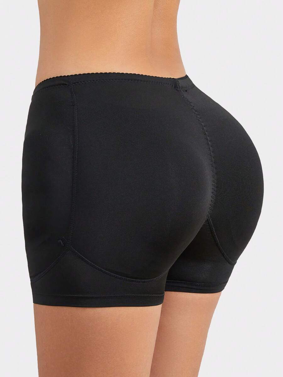 Women's high waist padded butt lifter shapewear shorts with detachable sponge pads.