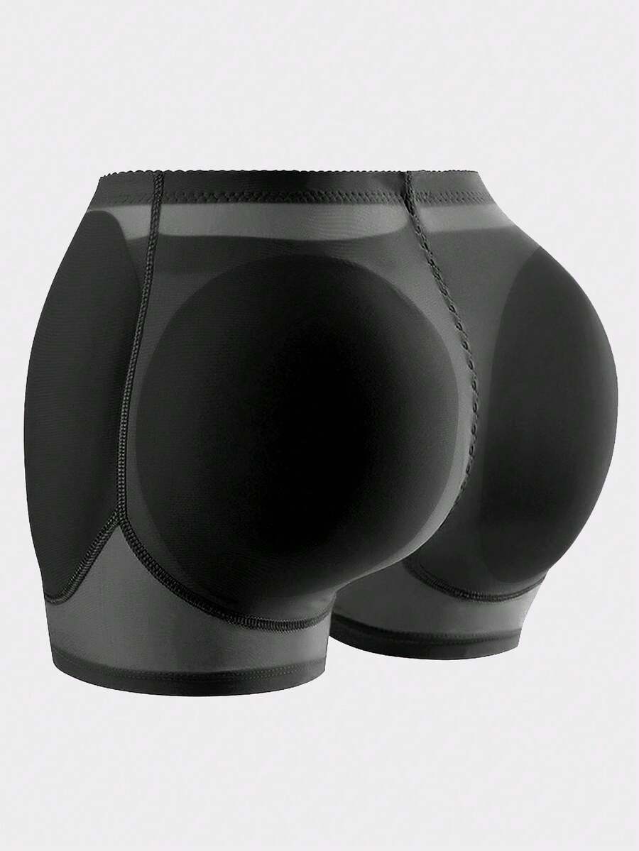 Women's high waist padded butt lifter shapewear shorts with detachable sponge pads.