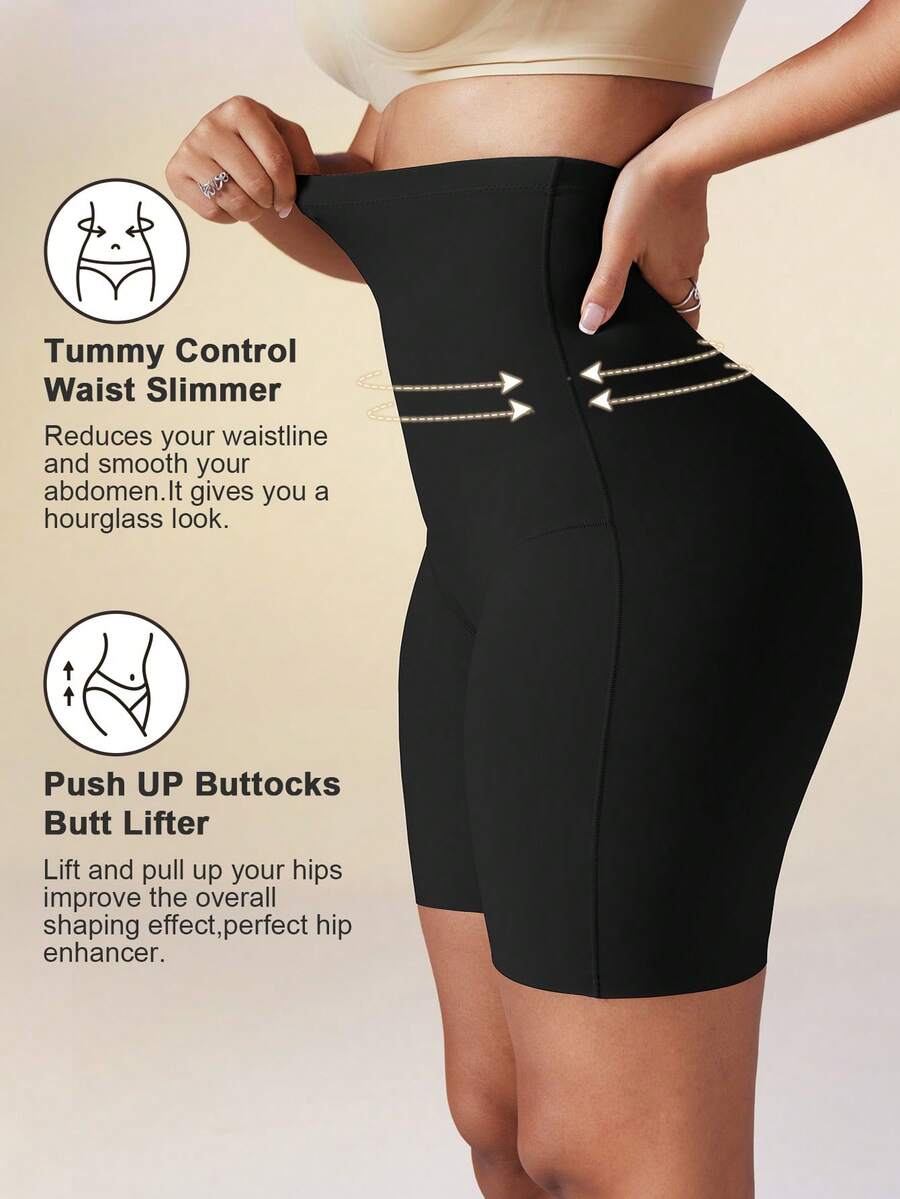 Women's high waist seamless shapewear shorts featuring strong tummy control and high stretch compression.