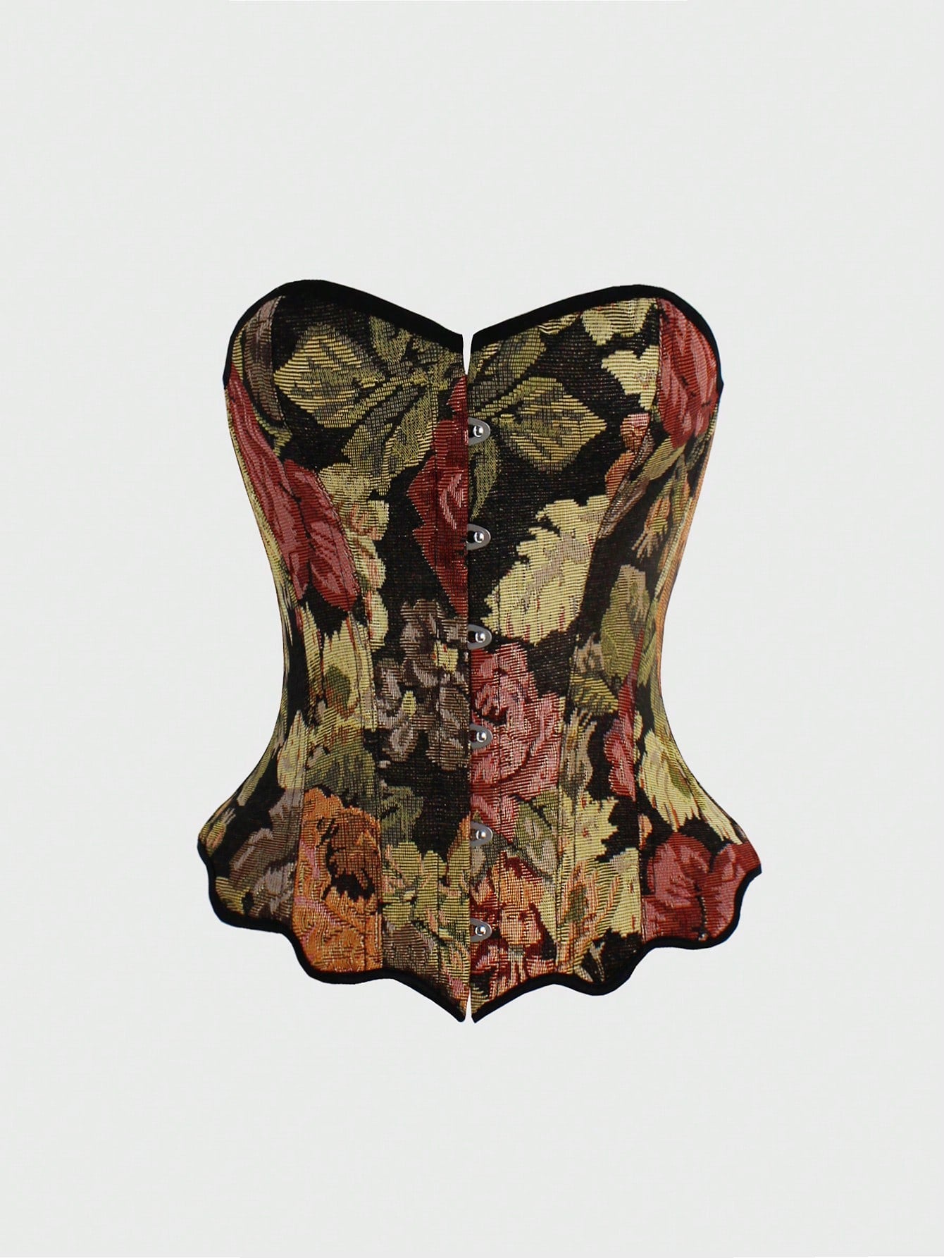 Multicolor floral pattern boned bustier micro crop top for women featuring a strapless sleeveless design and slim fit.