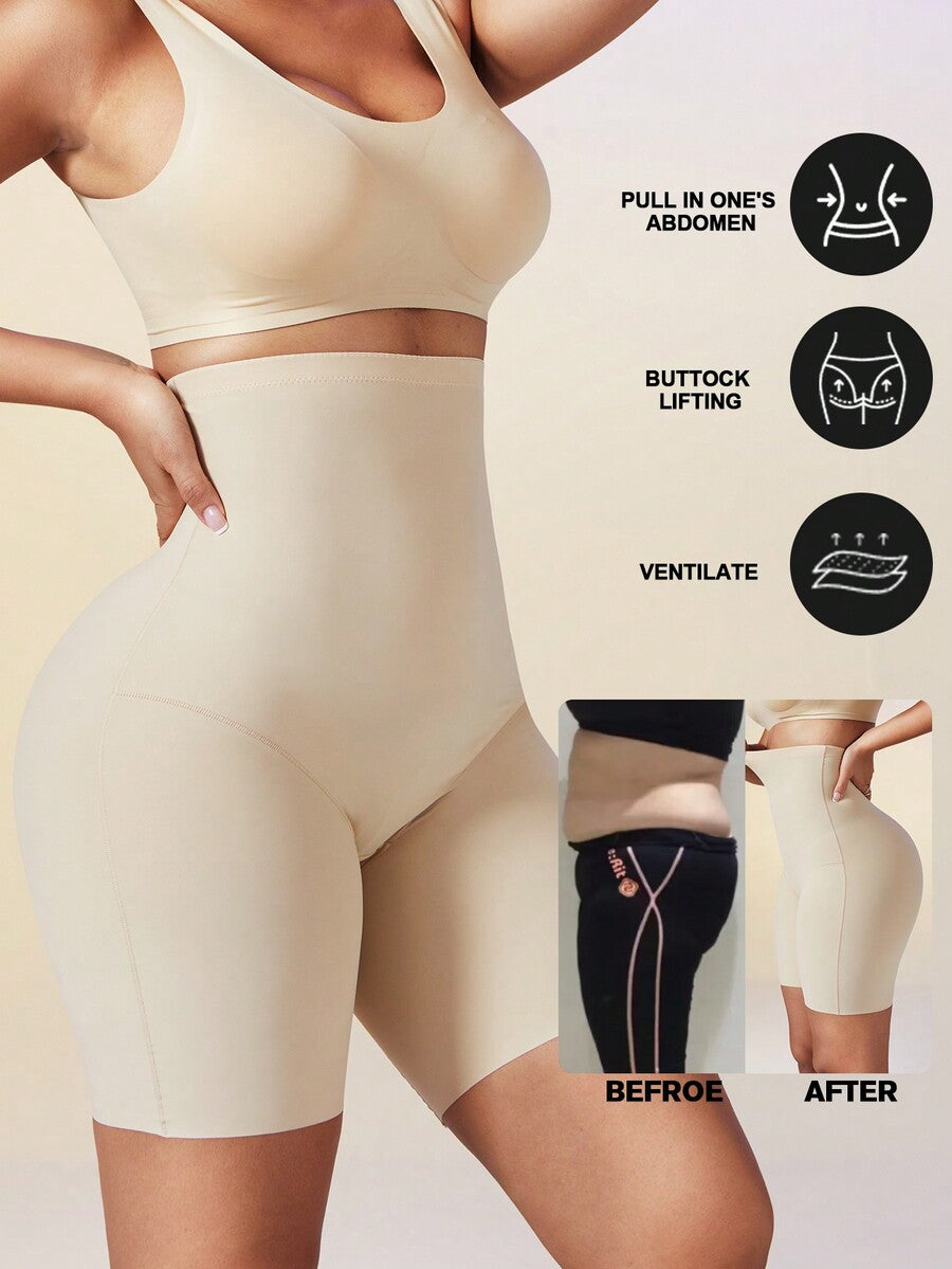 Women's high waist seamless shapewear shorts featuring strong tummy control and high stretch compression.