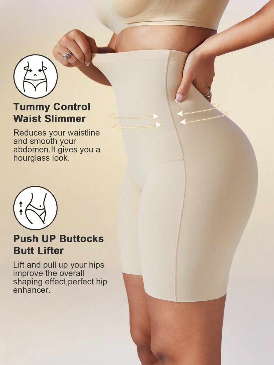 Women's high waist seamless shapewear shorts featuring strong tummy control and high stretch compression.