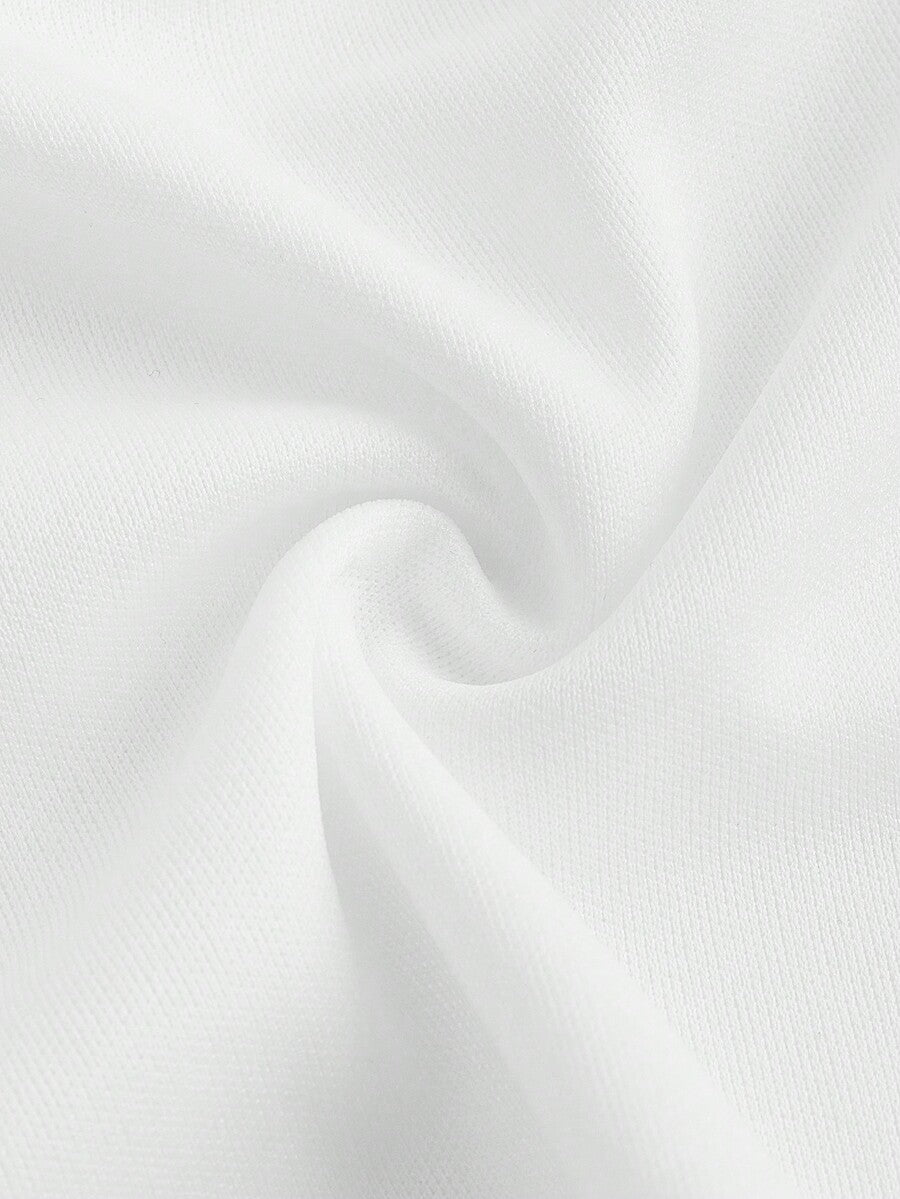 White tiered ruffle trim mini skirt for women with low waist, knot detail, mesh fabric, and casual Y2K boho design.