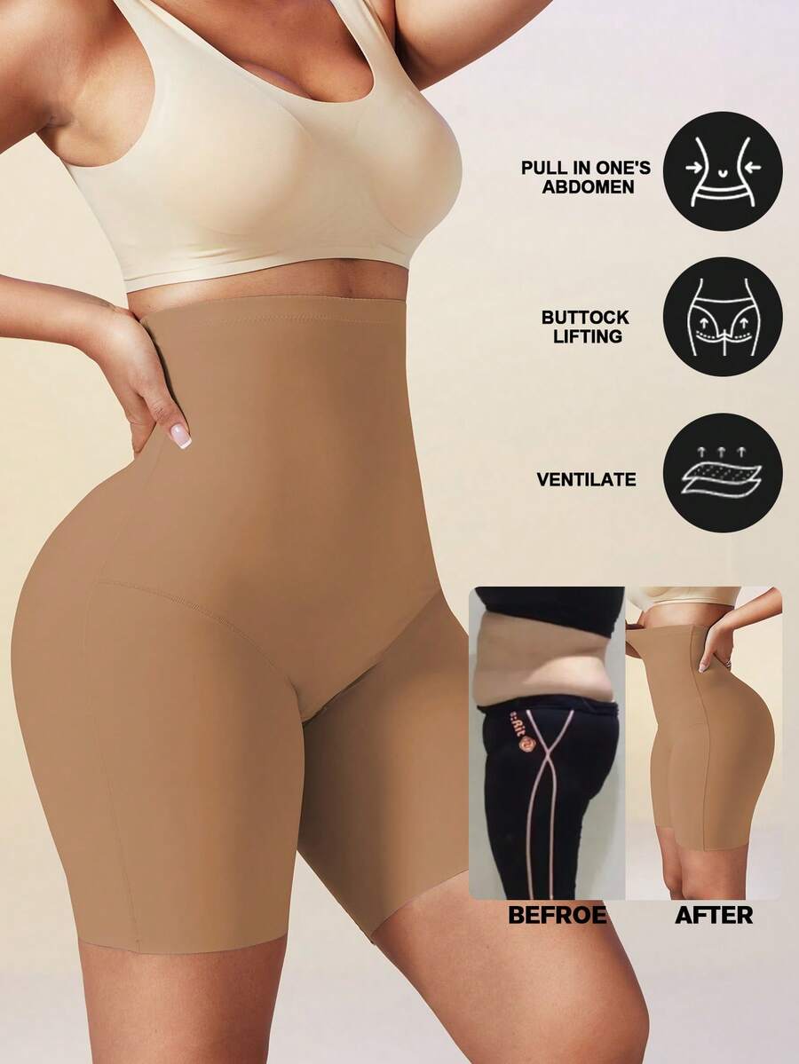 Women's high waist seamless shapewear shorts featuring strong tummy control and high stretch compression.