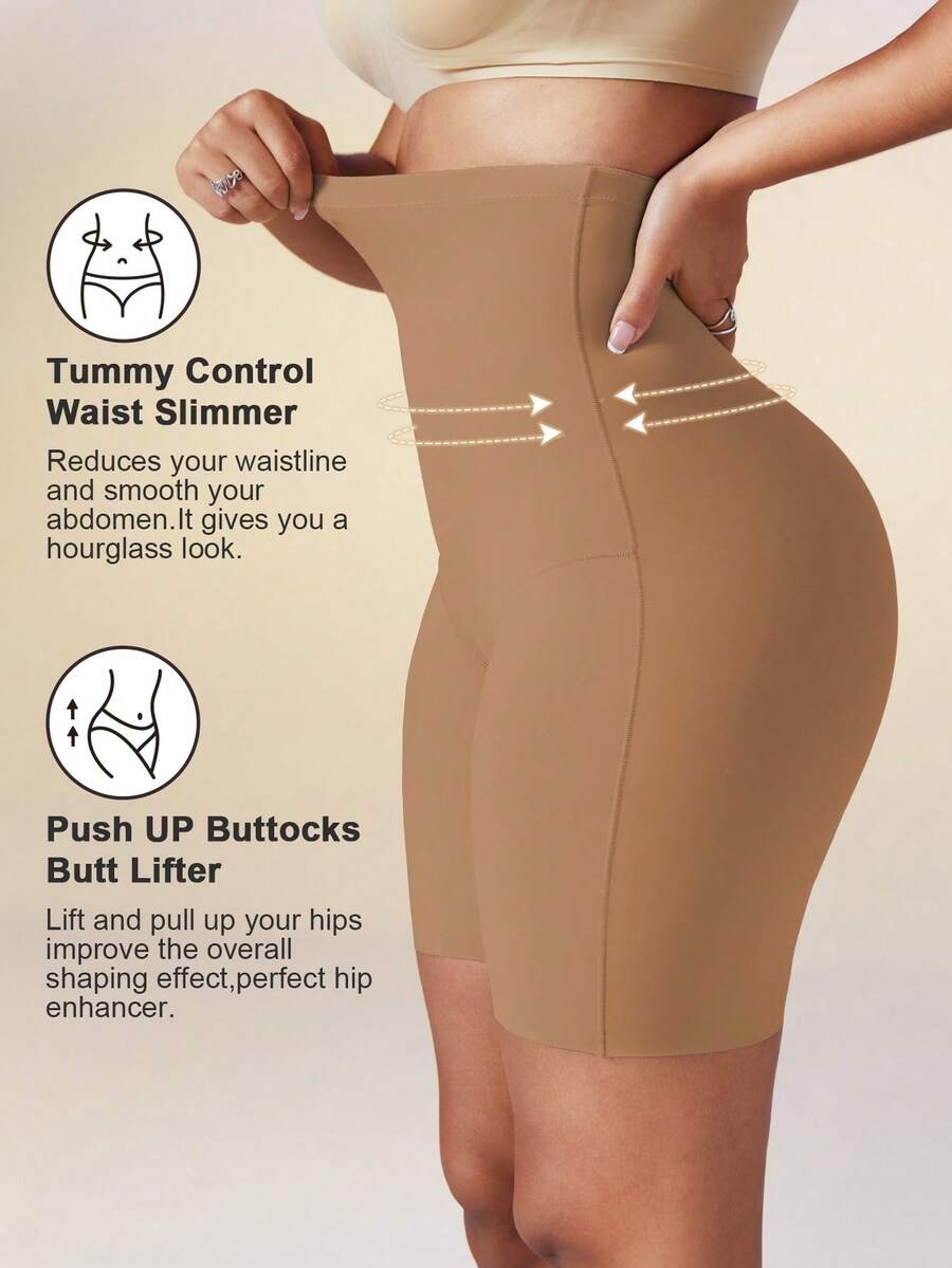 Women's high waist seamless shapewear shorts featuring strong tummy control and high stretch compression.