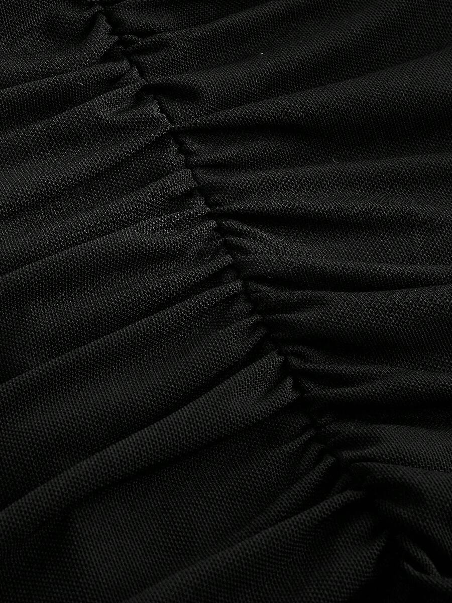 Sleeveless black cowl neck midi bodycon dress for women featuring a draped silhouette, split thigh detail, and slim fit knitted fabric.