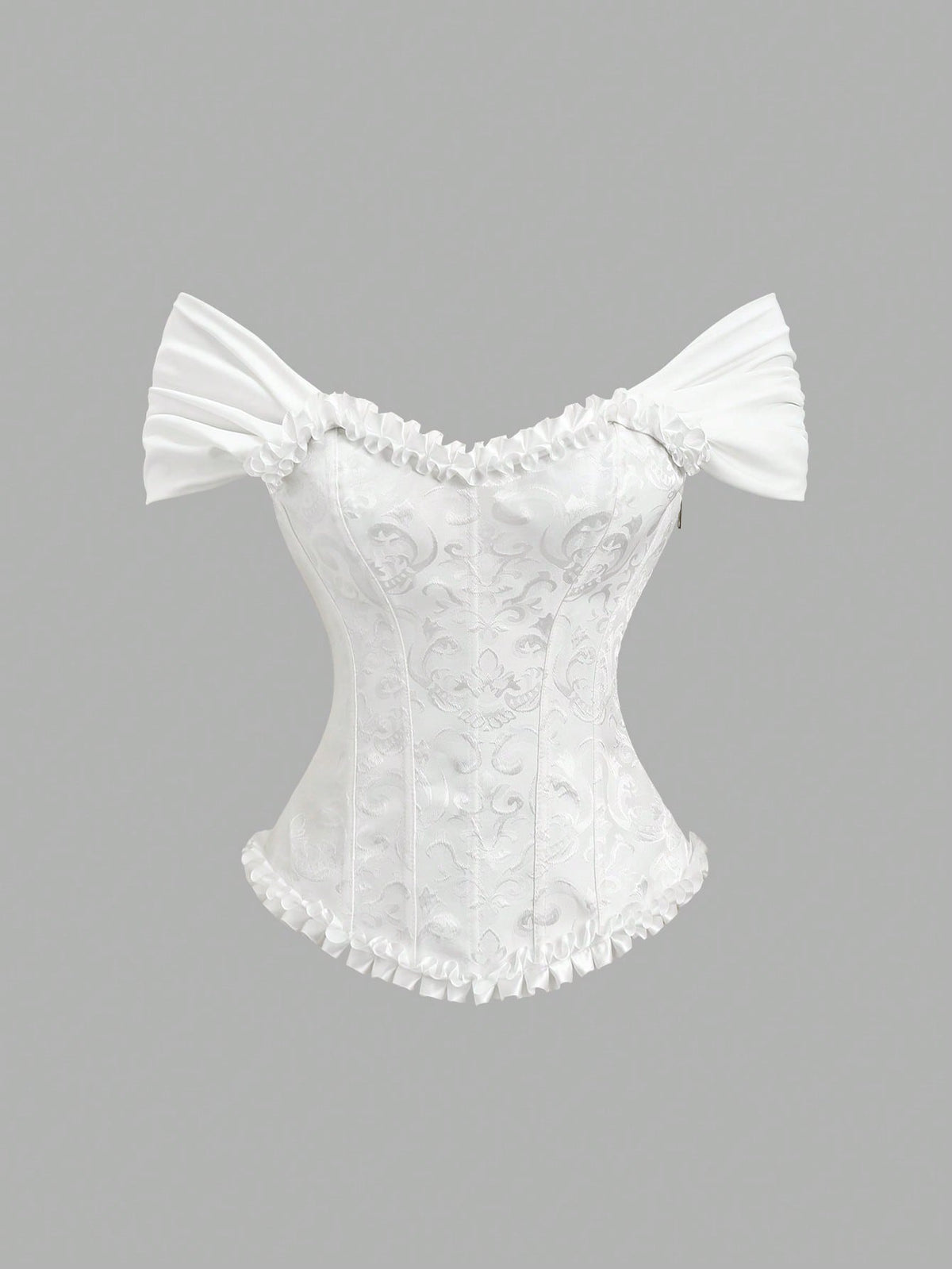 Women's apricot off-shoulder camisole top featuring asymmetrical frill trim and lace-up detail in a slim fit.