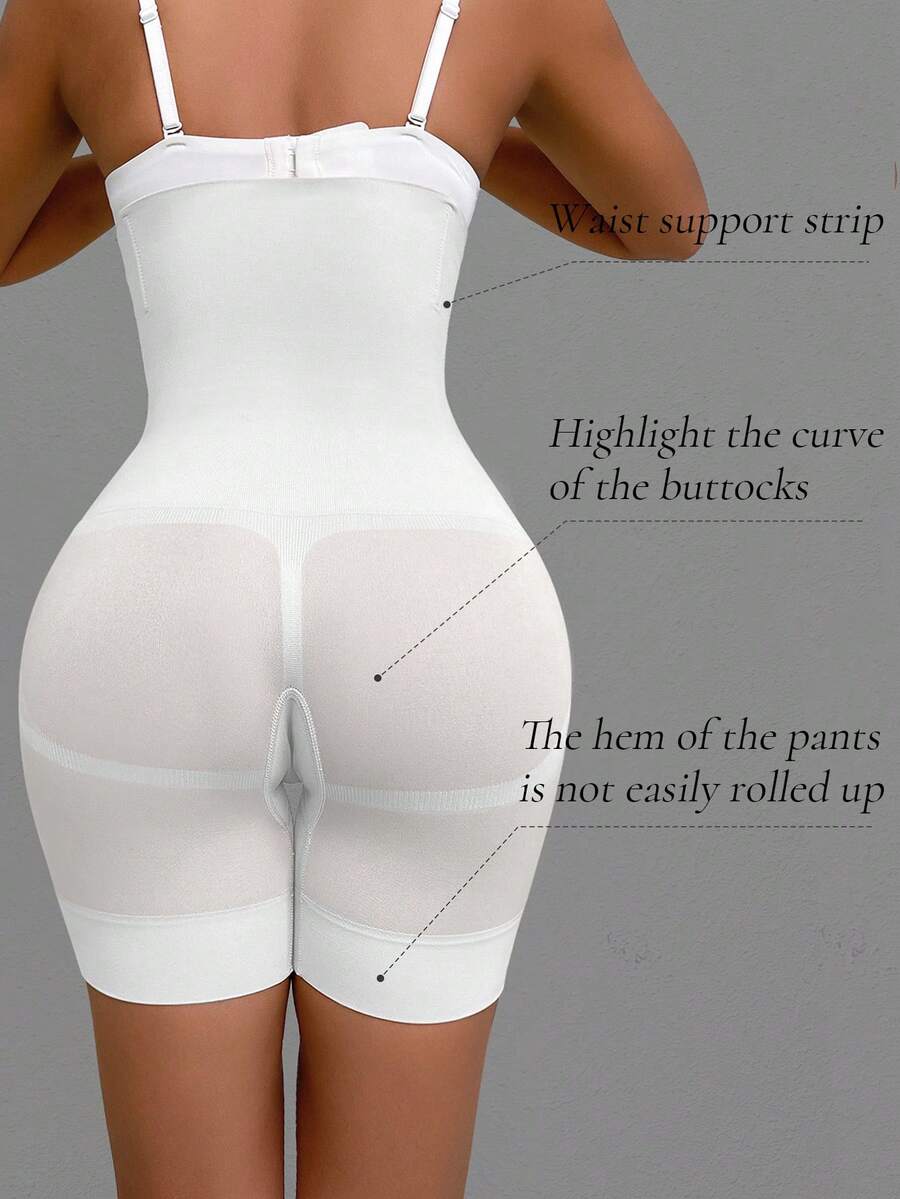 Apricot high stretch super high waist long shapewear shorts with textured pattern and semi-sheer fabric for women.