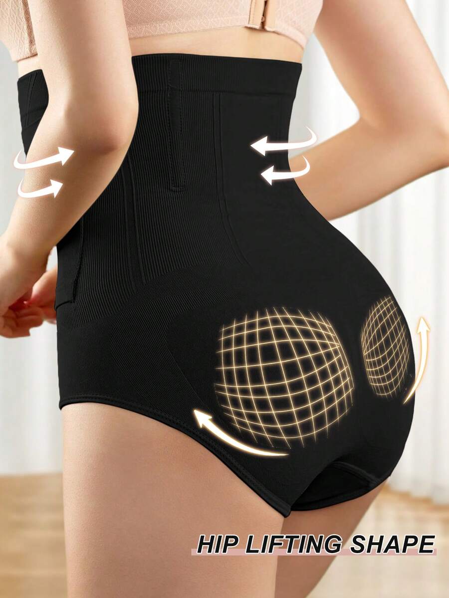 Apricot seamless high waist shaping panties featuring strong tummy control and waist cinching fit for women.