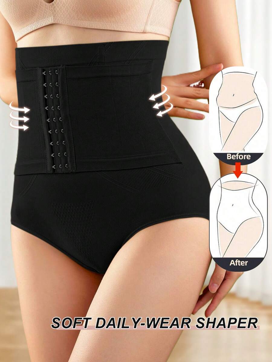 Apricot seamless high waist shaping panties featuring strong tummy control and waist cinching fit for women.